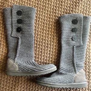 UGG Women's Cardy Classic Knit Tall Gray Sweater Boots in Size 9
